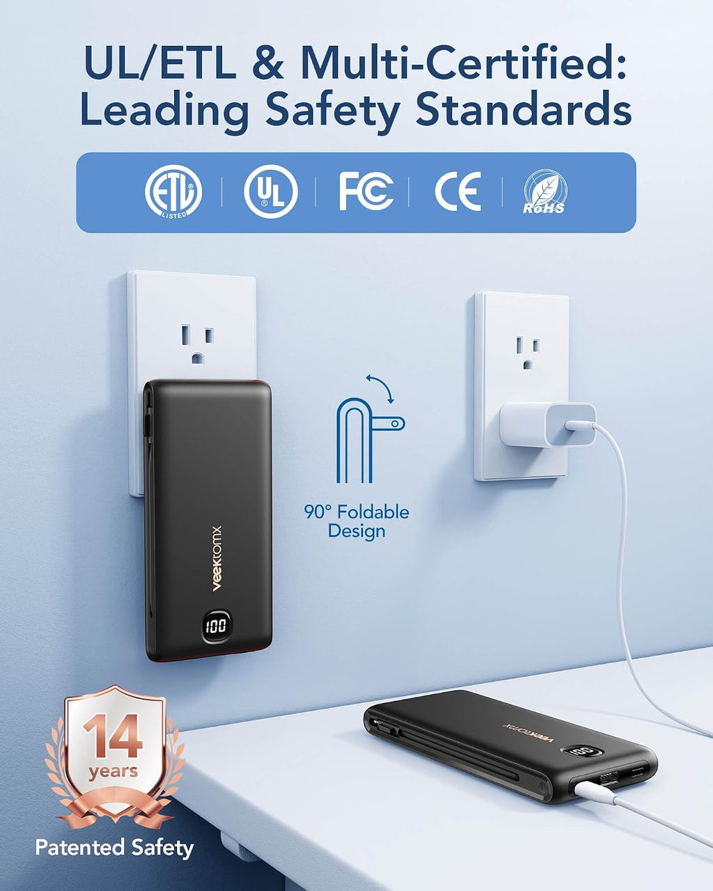 VEEKTOMX - Cargador portátil con cables incorporados de 10000 mAh,...
