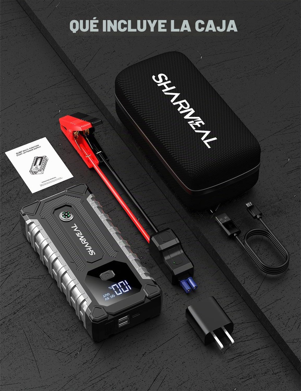 Sharmeal Arrancador de batería de coche 6000A, paquete de batería d...