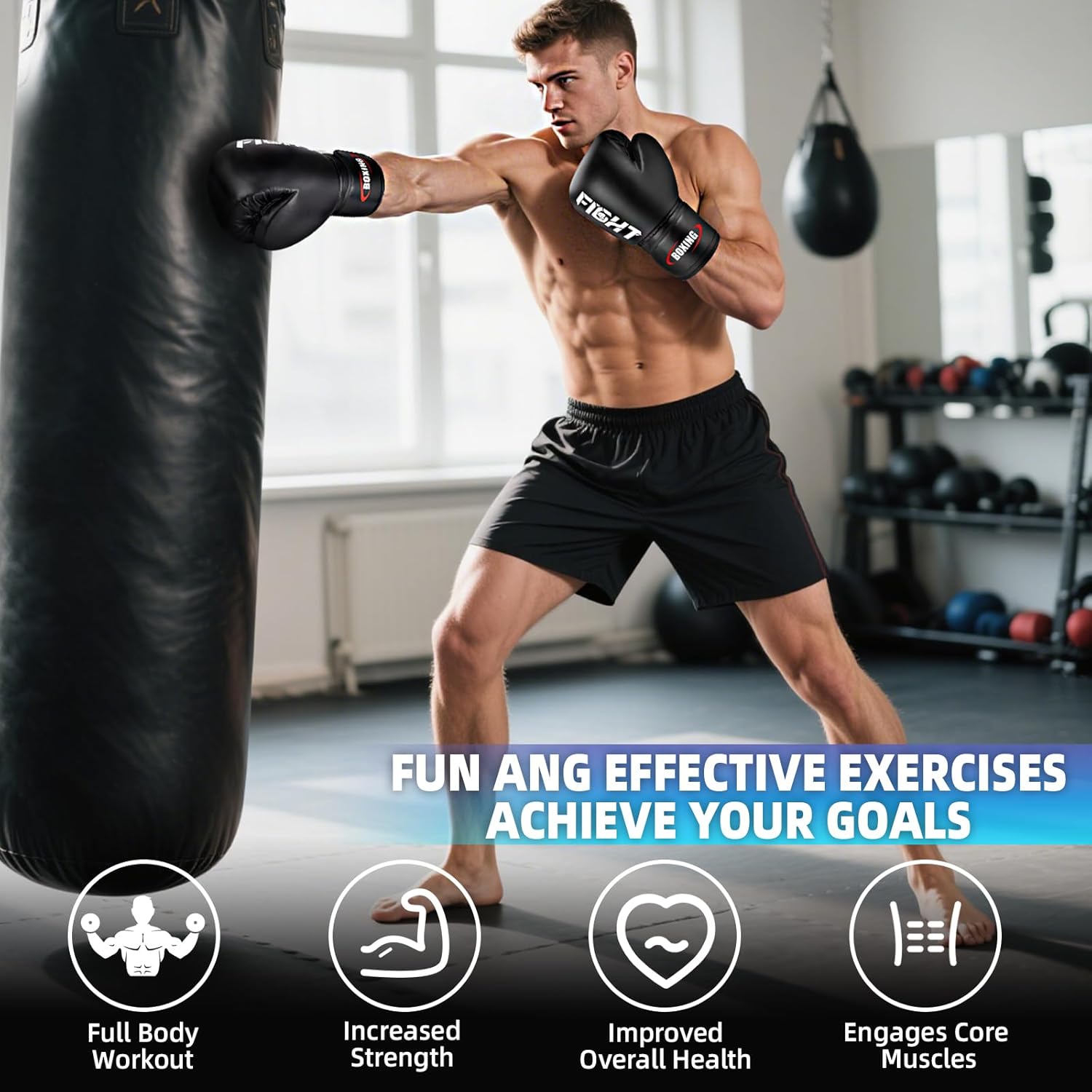 Guantes de boxeo para hombres y mujeres, guantes de entrenamiento p...