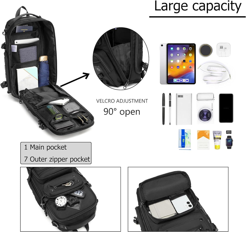 OZUKO Mochila Táctica para Hombre, Bolsa de Pecho con Correa Cruzad...