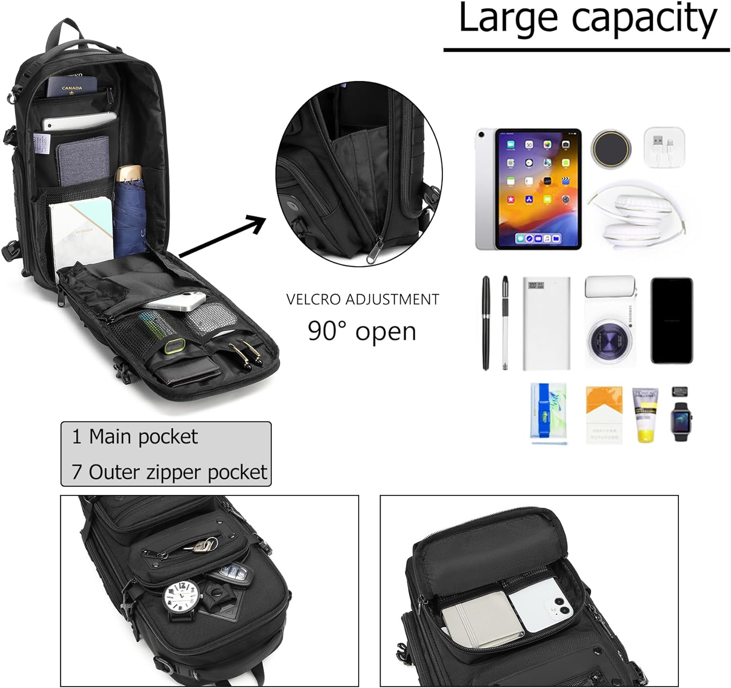 OZUKO Mochila Táctica para Hombre, Bolsa de Pecho con Correa Cruzad...