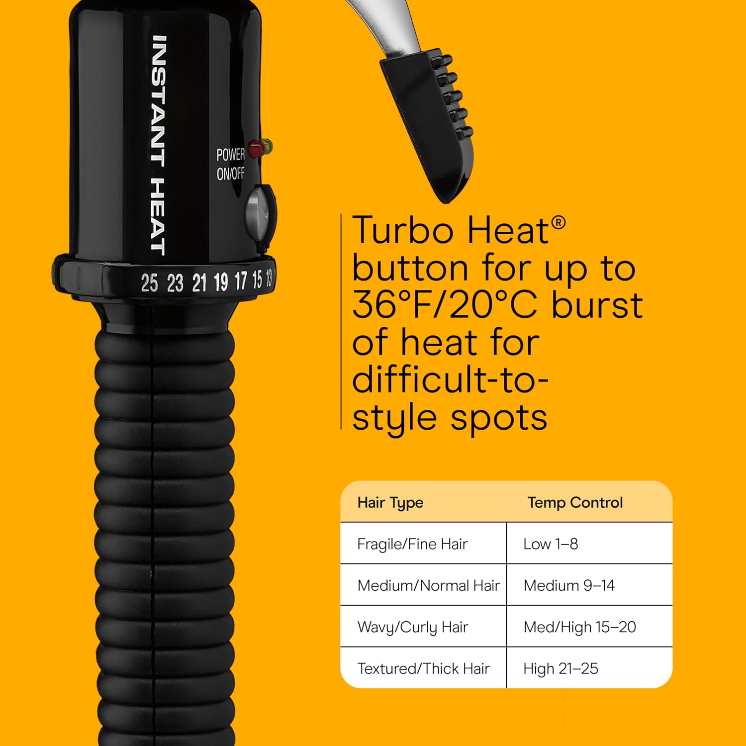 Rizadora de cabello por calor. Efecto instantáneo, de Conair., Negr...