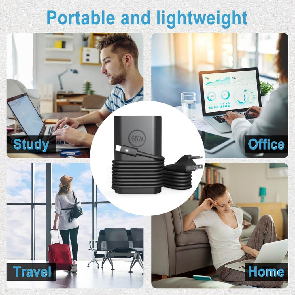 HBONY Cargador USB tipo C de 65 W compatible con laptop Dell Latitu...