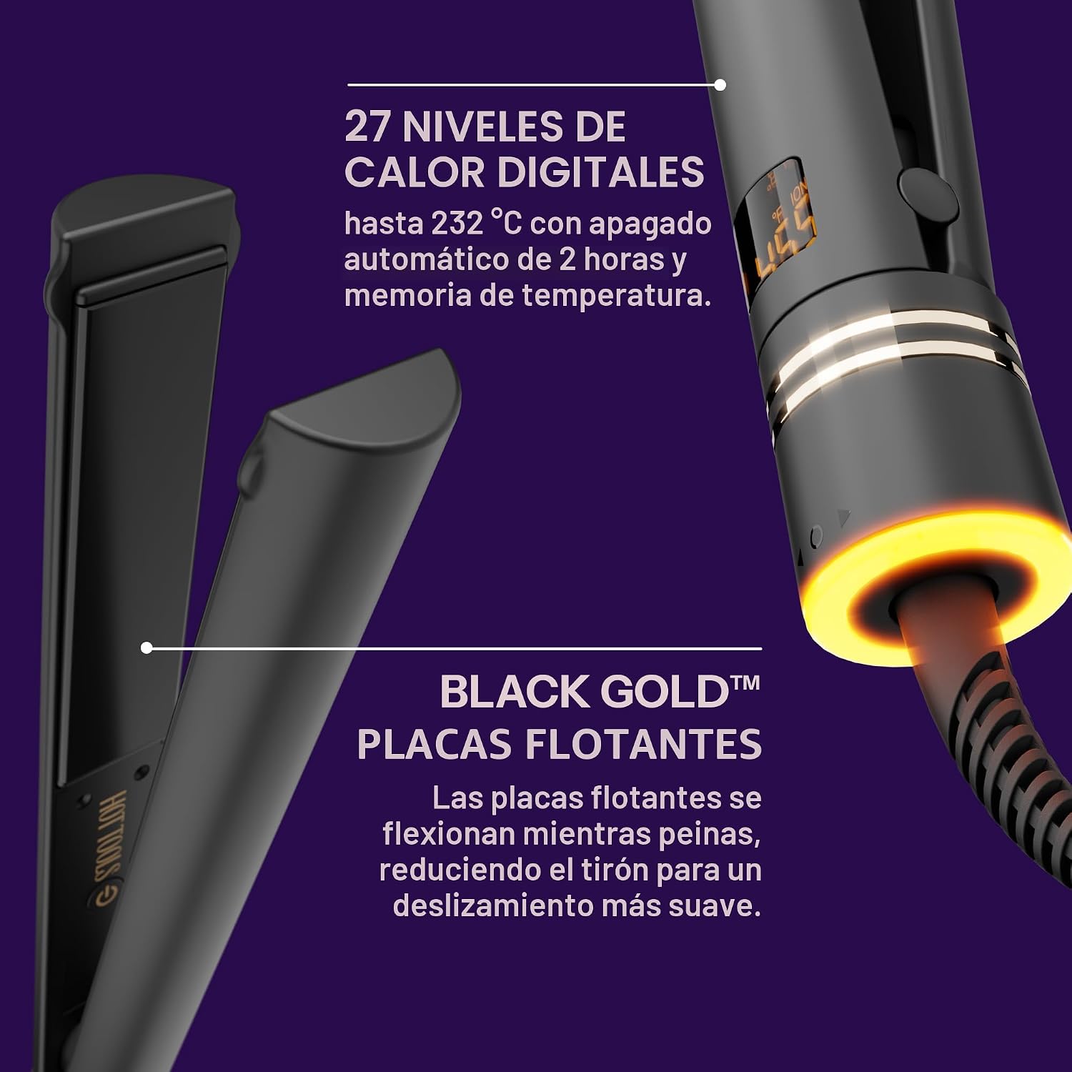 HOT TOOLS Pro Artist - Plancha plana iónica dorado negro de 1 pulga...
