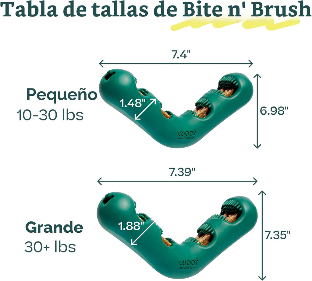 WOOF The Bite n' Brush - Cepillo de dientes para perros - Placa...
