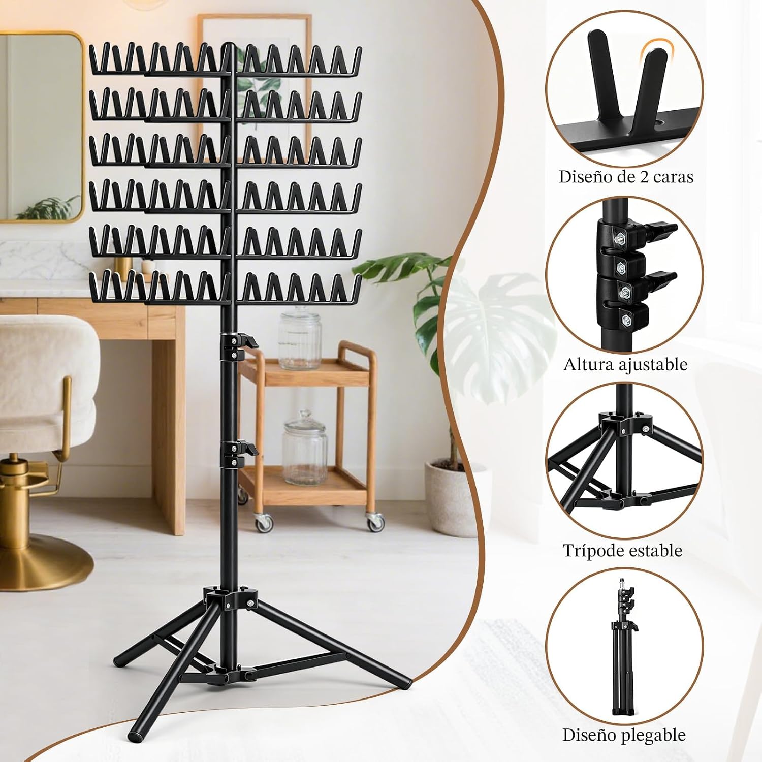 Eastdone Soporte para Trenzado de Cabello con Extensión de Pie, Sop...