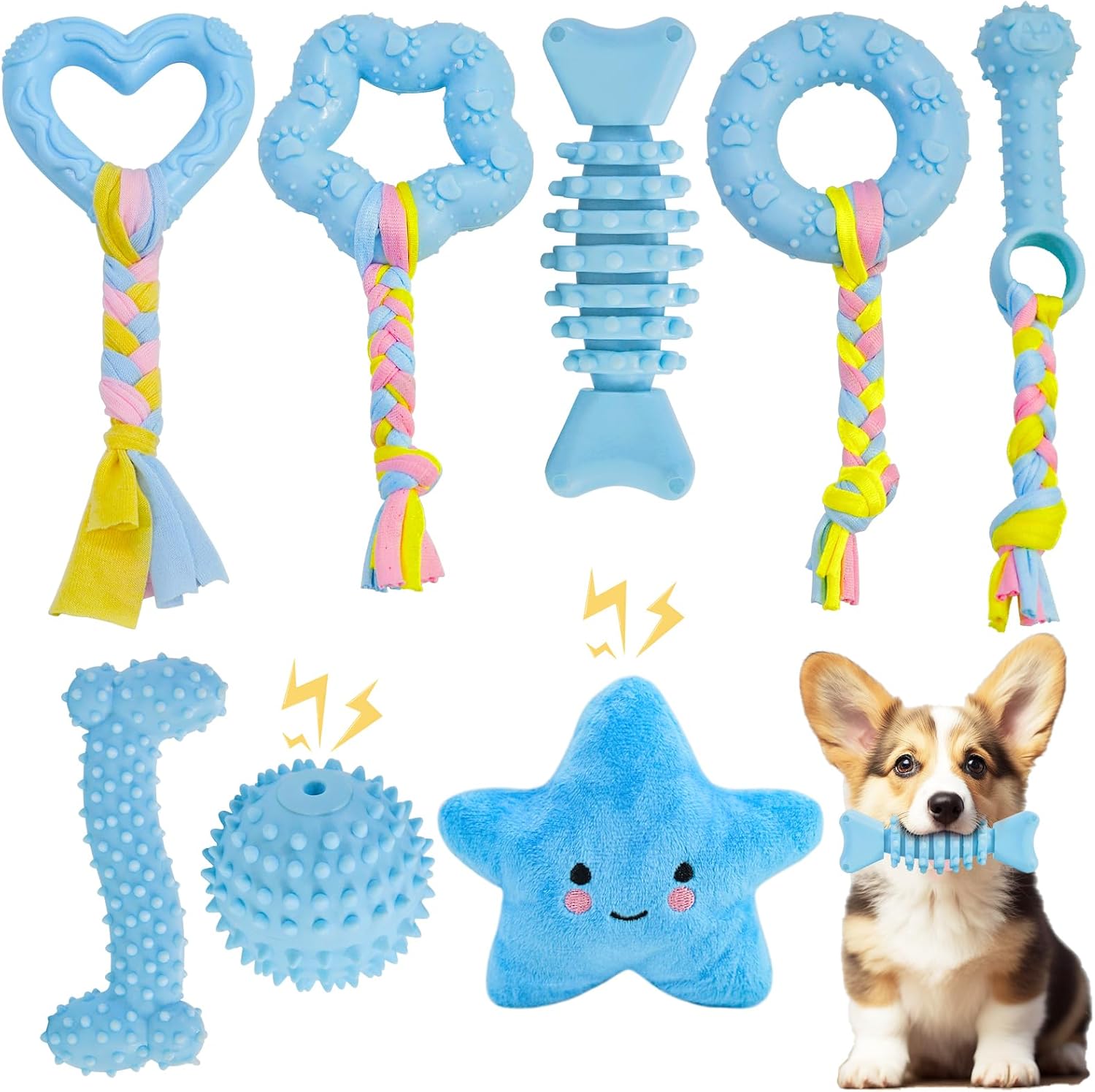 MRSOHRET Juguetes para cachorros, paquete de 8 juguetes masticables...