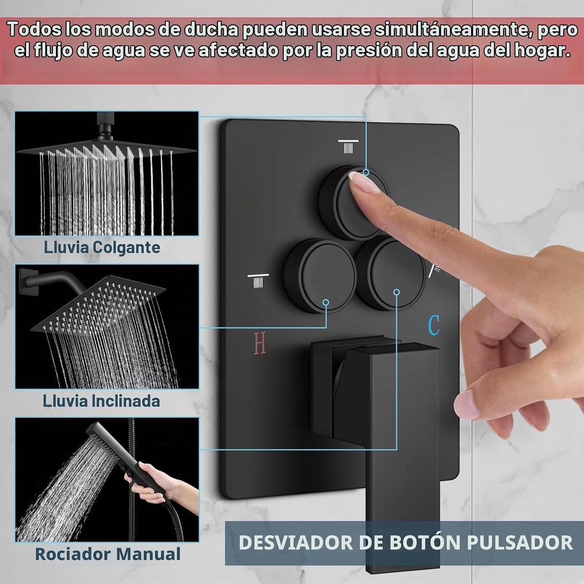 Aolemi Sistema de juego de grifo de ducha de techo de doble cabezal...