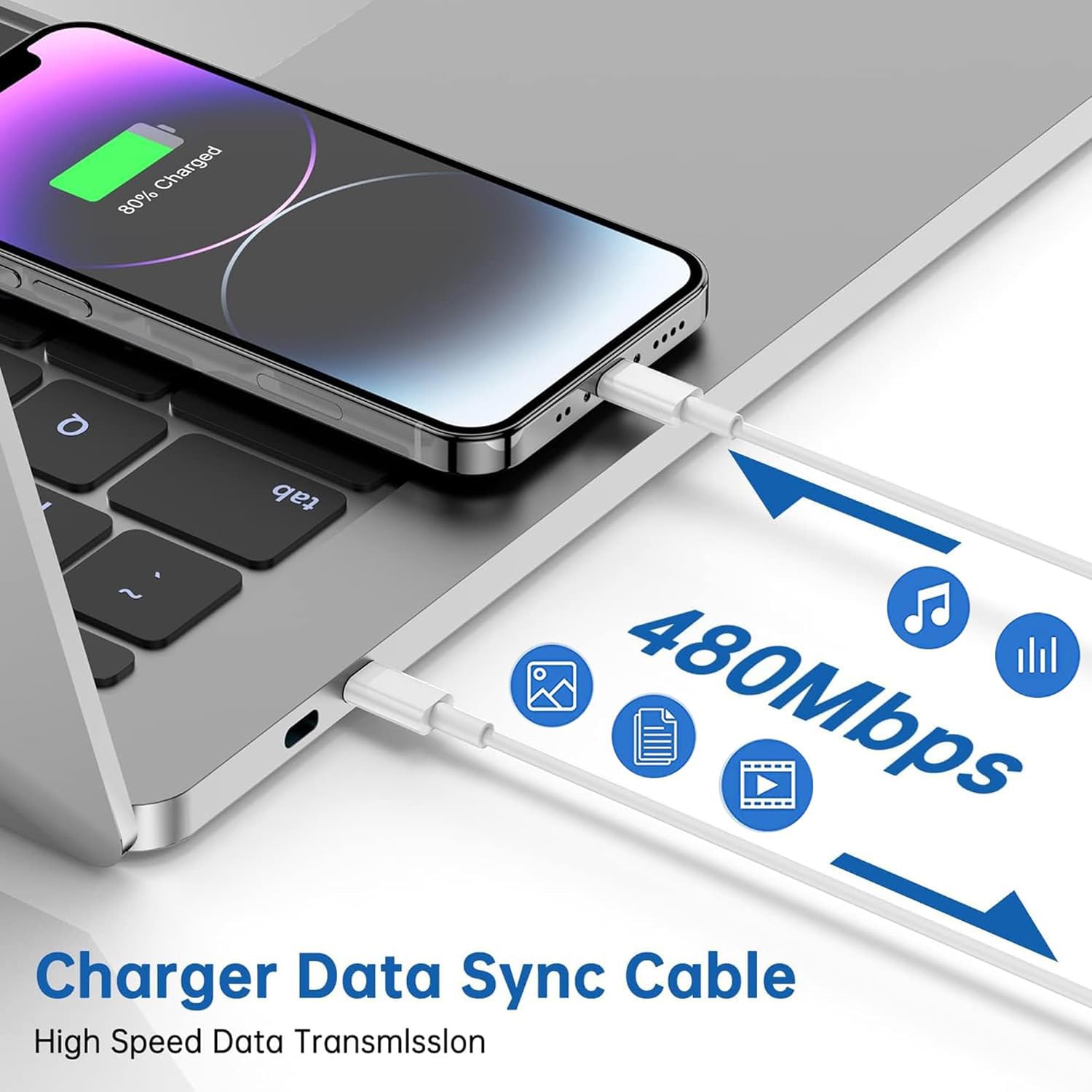Paquete de 2 cargadores rápidos para iPhone, cargador tipo C, carga...