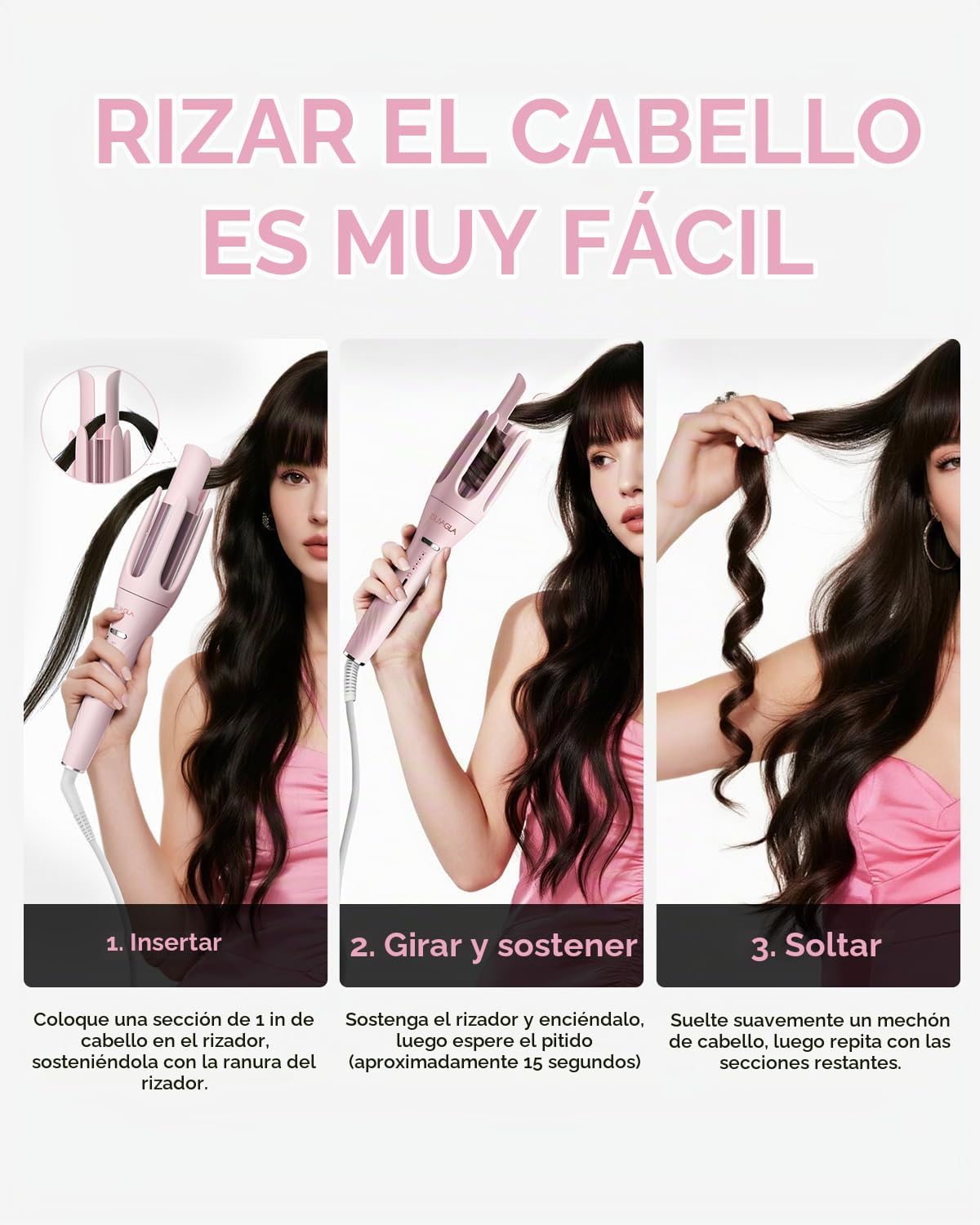 Rizador de pelo automático 3 en 1, rizador de pelo con 3 barriles (...