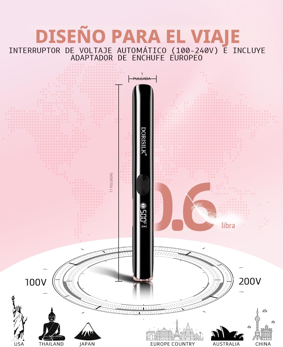 DORISILK Plancha de pelo profesional de alta temperatura de 500 gra...