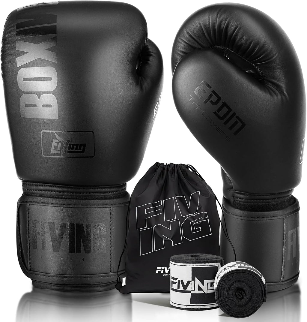FIVING Guantes de boxeo con envolturas de mano para hombres y mujer...