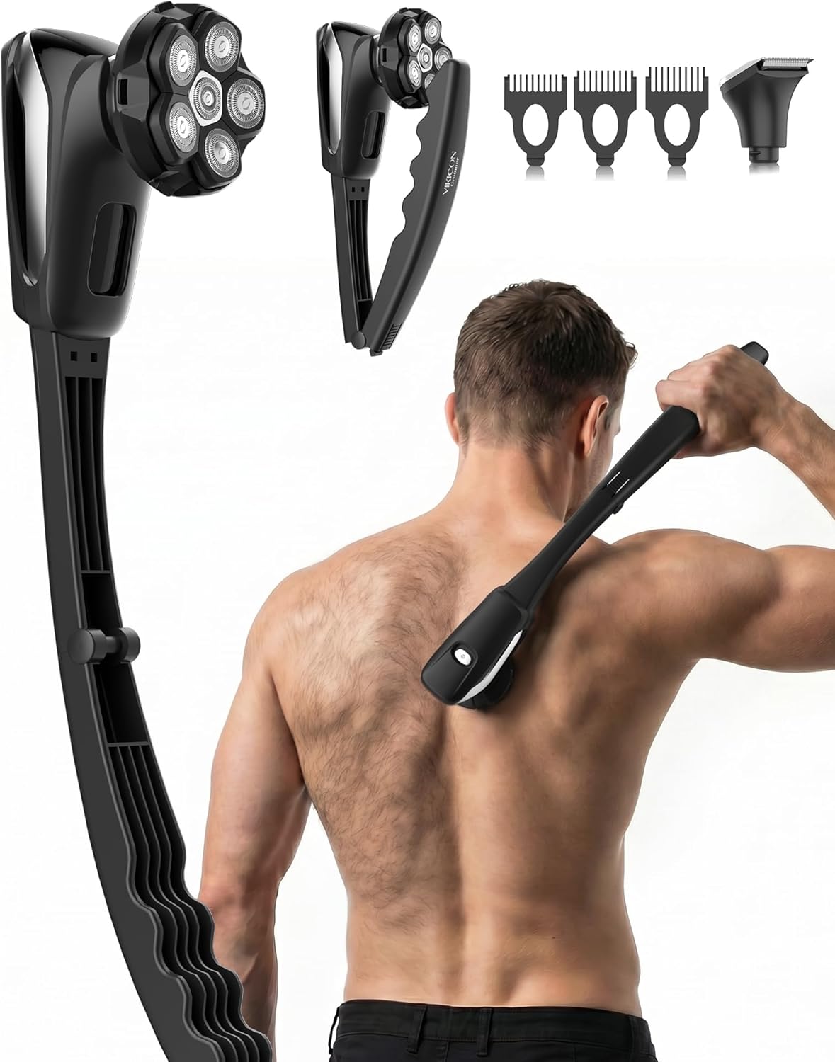 Afeitadora eléctrica de espalda para hombres, recortadora de pelo d...