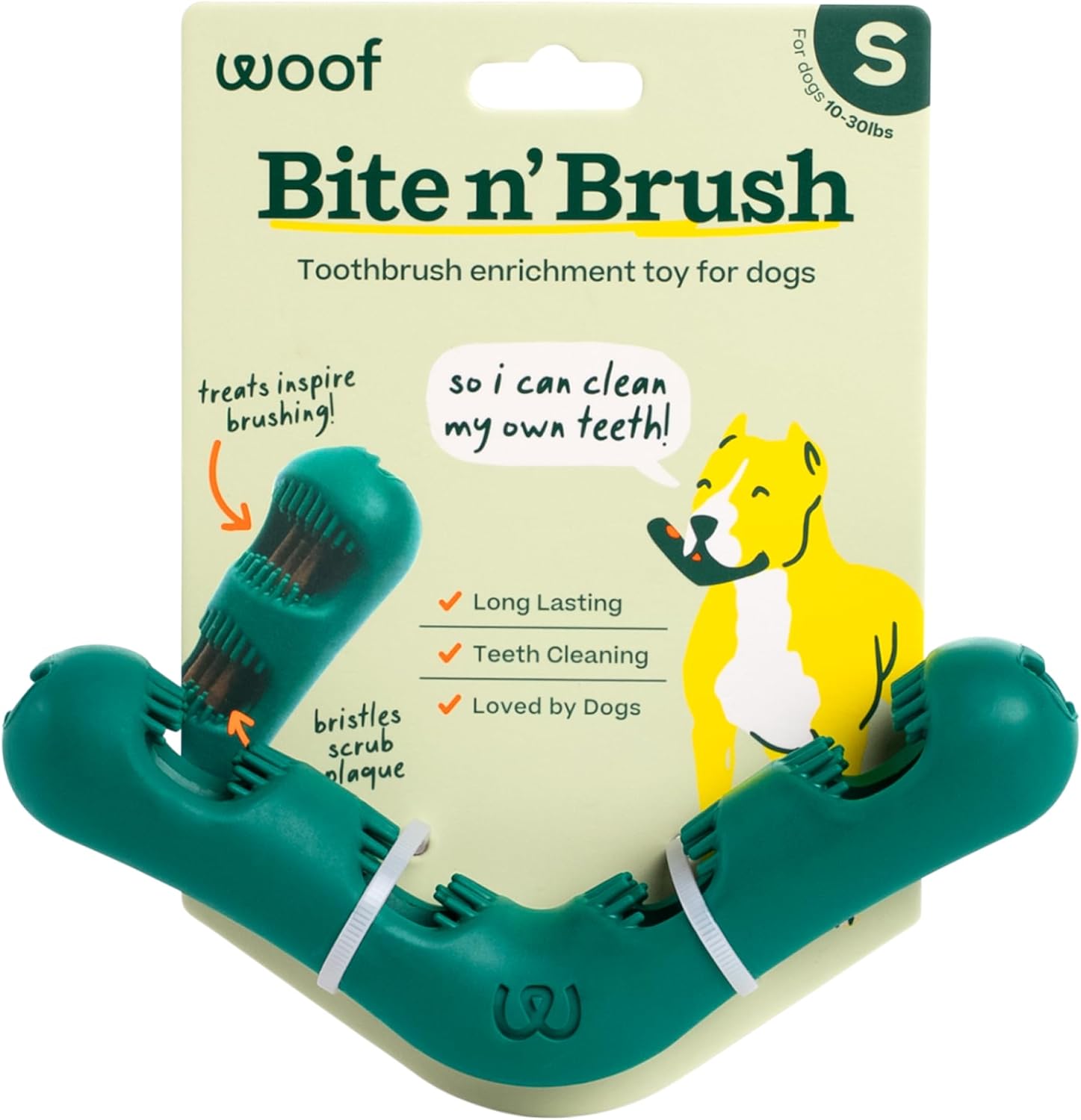 WOOF The Bite n' Brush - Cepillo de dientes para perros - Placa...