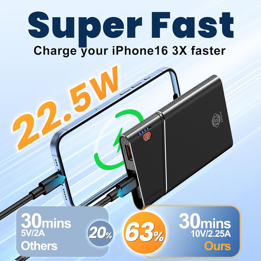 Aaoyun Cargador portátil Power Bank, 10000mAh 22.5W PD carga rápida...