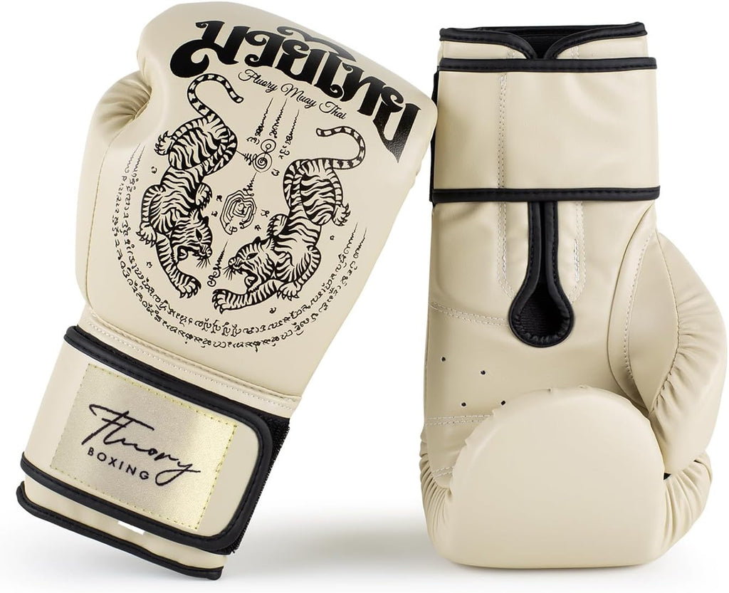 Guantes de boxeo, diseño simétrico con dos tigres, guantes de entre...