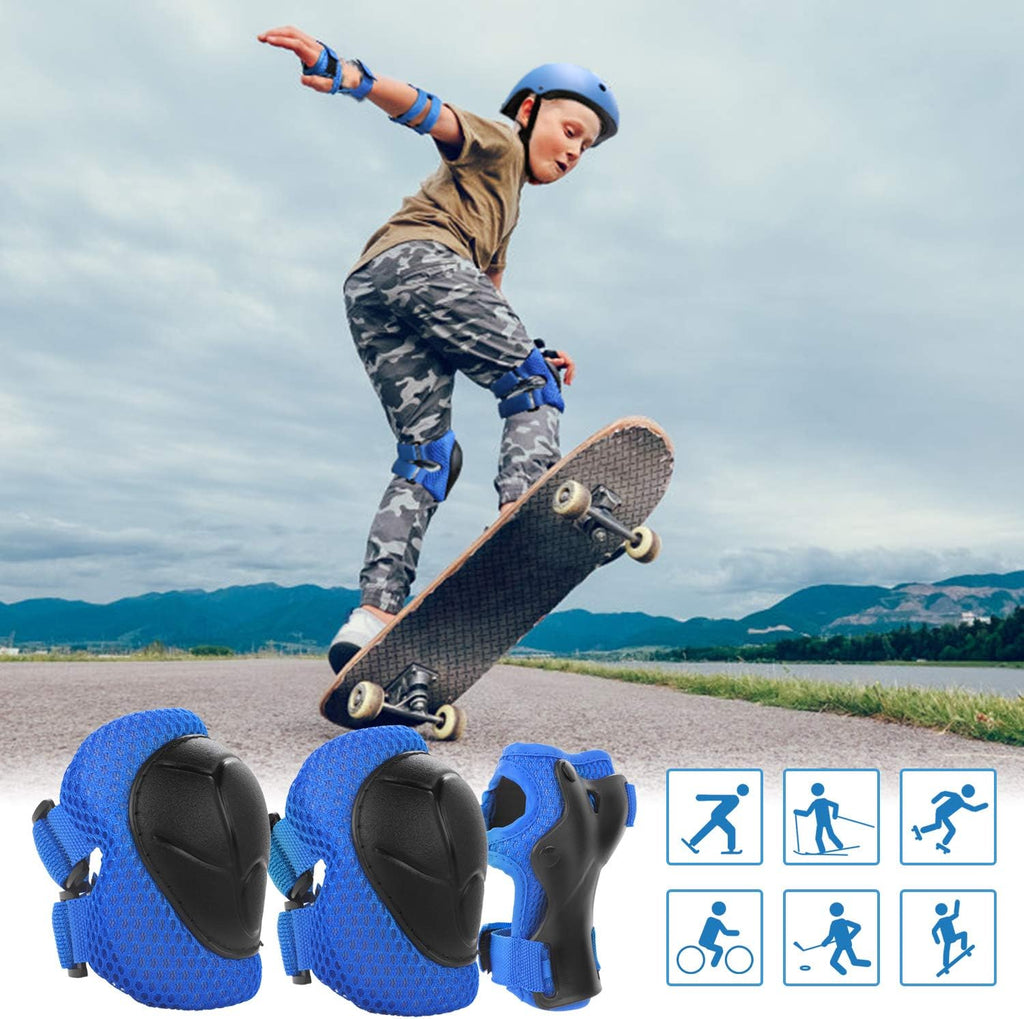 WayEee Juego de casco de bicicleta para niños, rodilleras, equipo d...