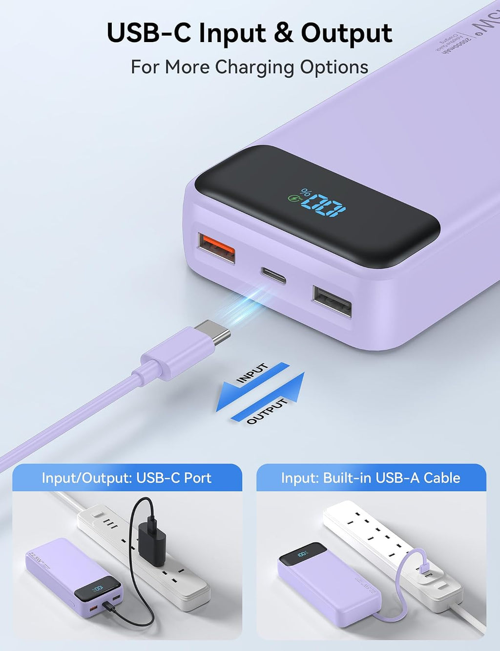 Nusyddy Cargador portátil de 20000 mAh integrado con 4 cables, bate...