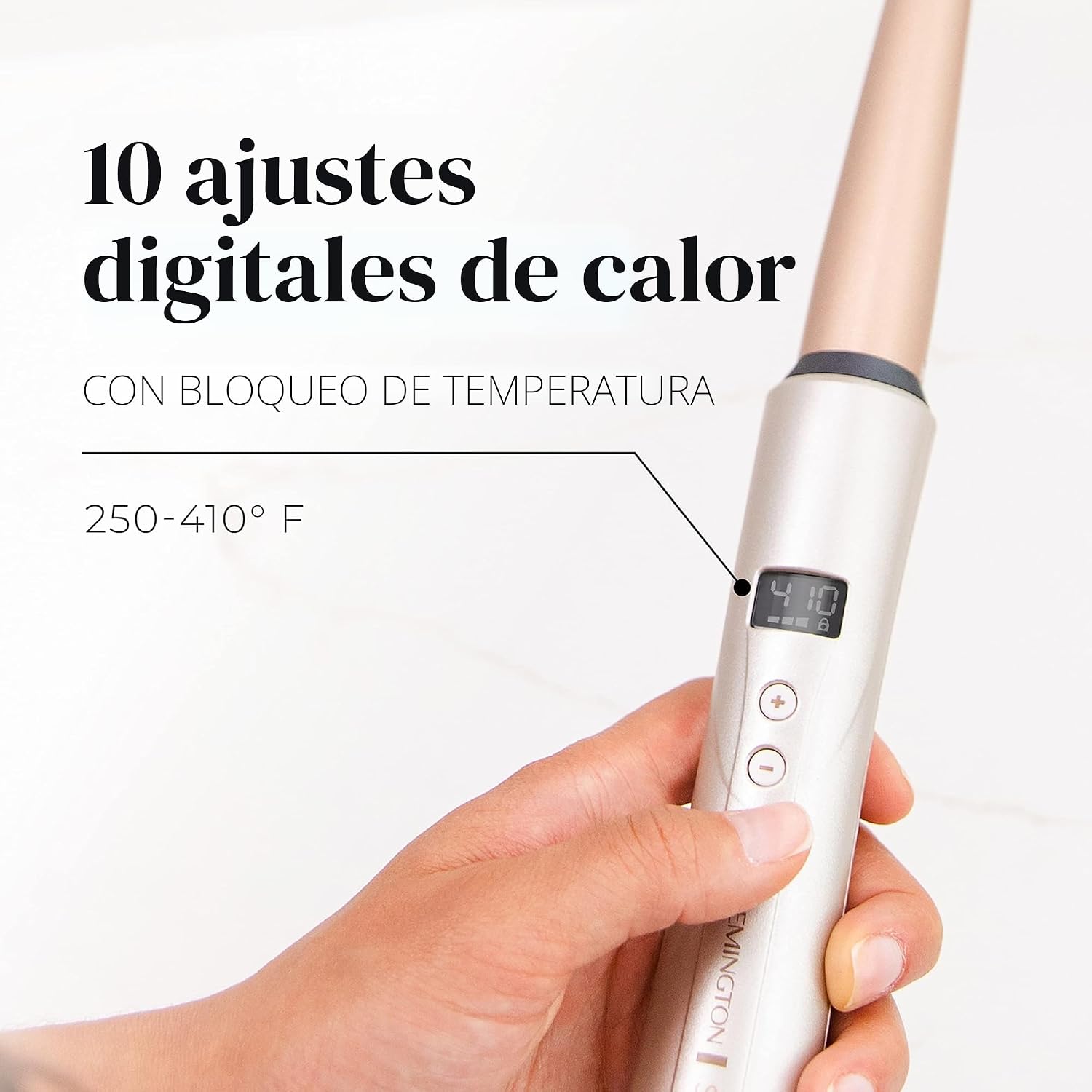 Remington Shine Therapy - Varita rizadora cónica con infusión de ac...