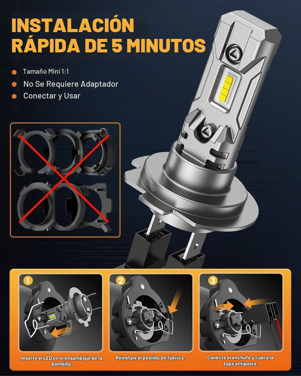 FORENNER - Bombilla H7, 6500K 30,000LM 800% Bombilla antiniebla H7...