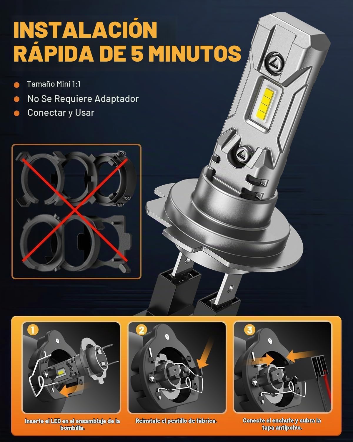 FORENNER - Bombilla H7, 6500K 30,000LM 800% Bombilla antiniebla H7...