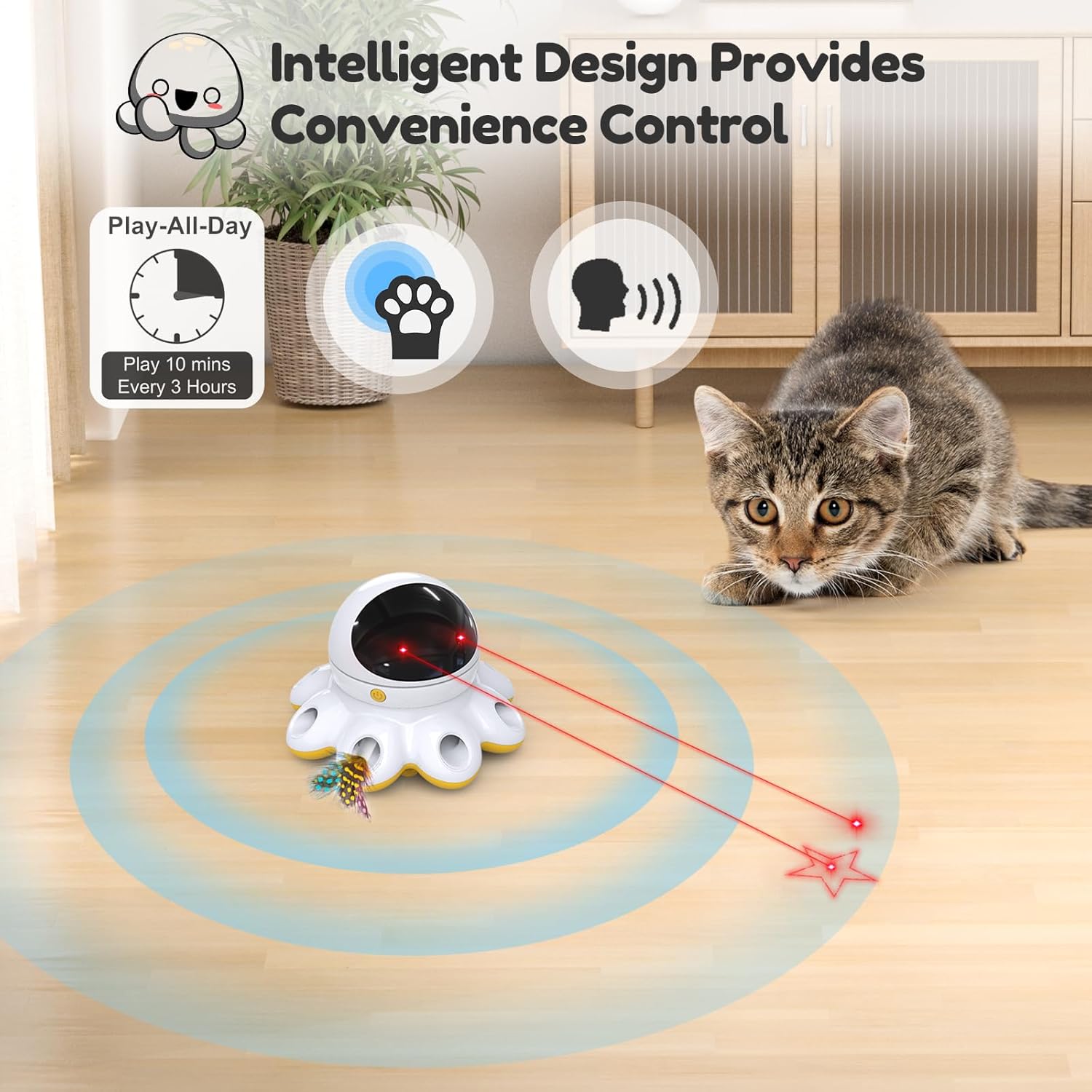ORSDA Juguete Láser para Gatos, 2 en 1 Interactivo Automático Activ...