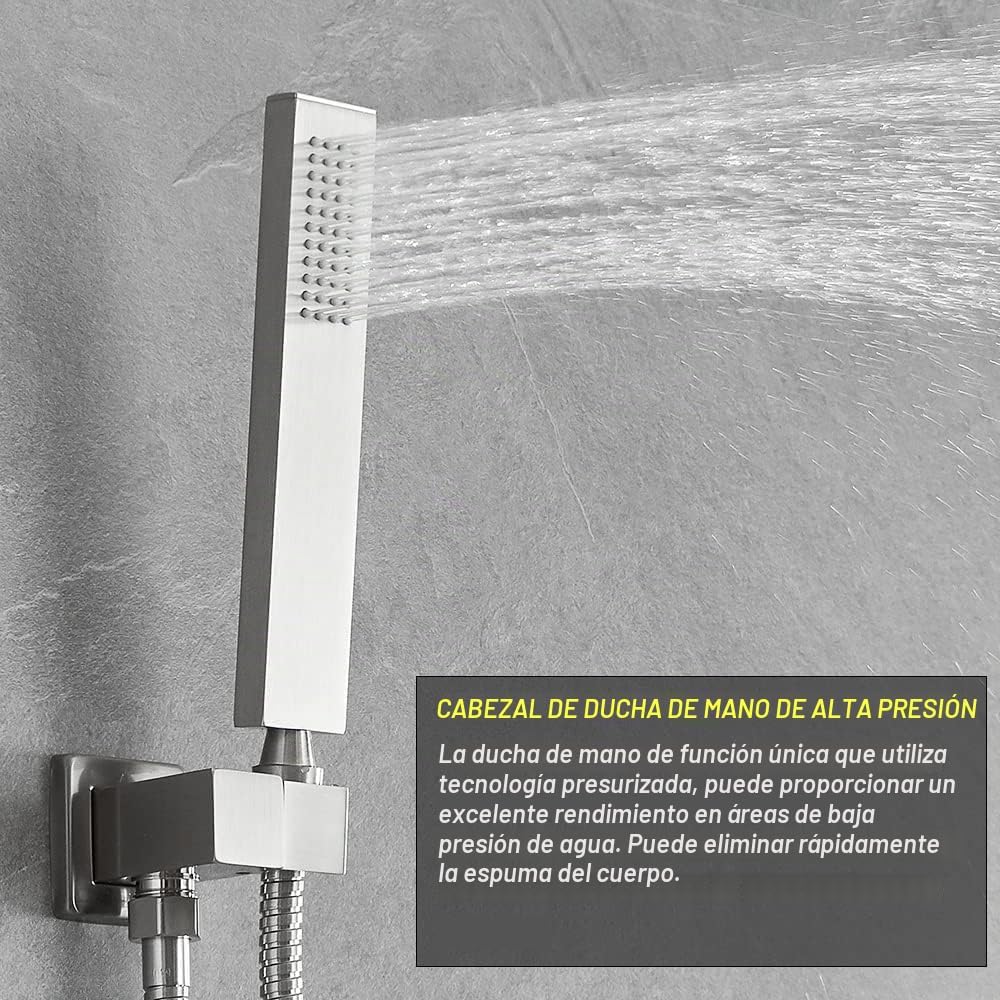 Heable - Sistema de ducha de níquel cepillado para baño, juego comb...