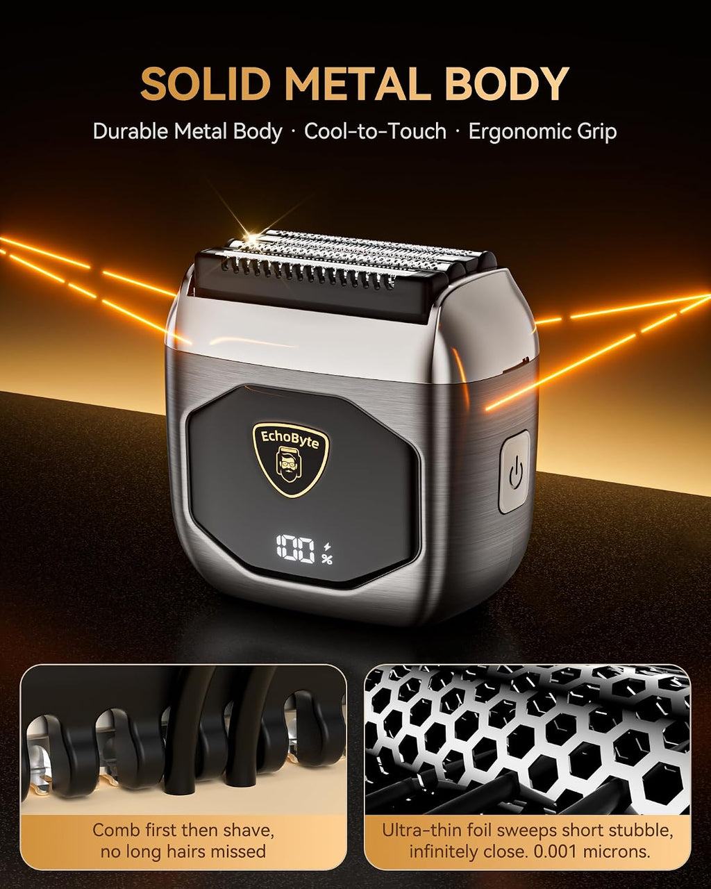 EchoByte Afeitadora eléctrica de metal completo para hombres: 4 cuc...