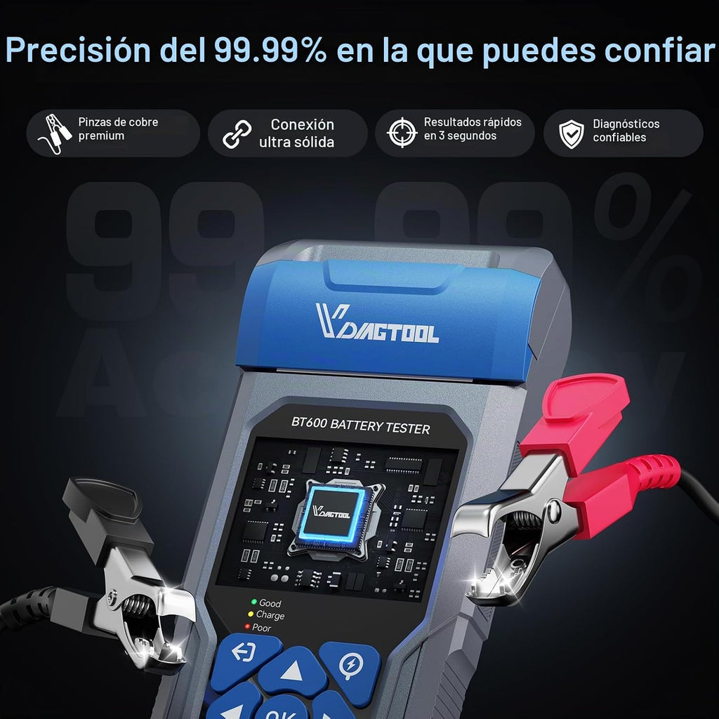 Probador de batería de coche con impresora VDIAGTOOL BT600, 6 V 12...