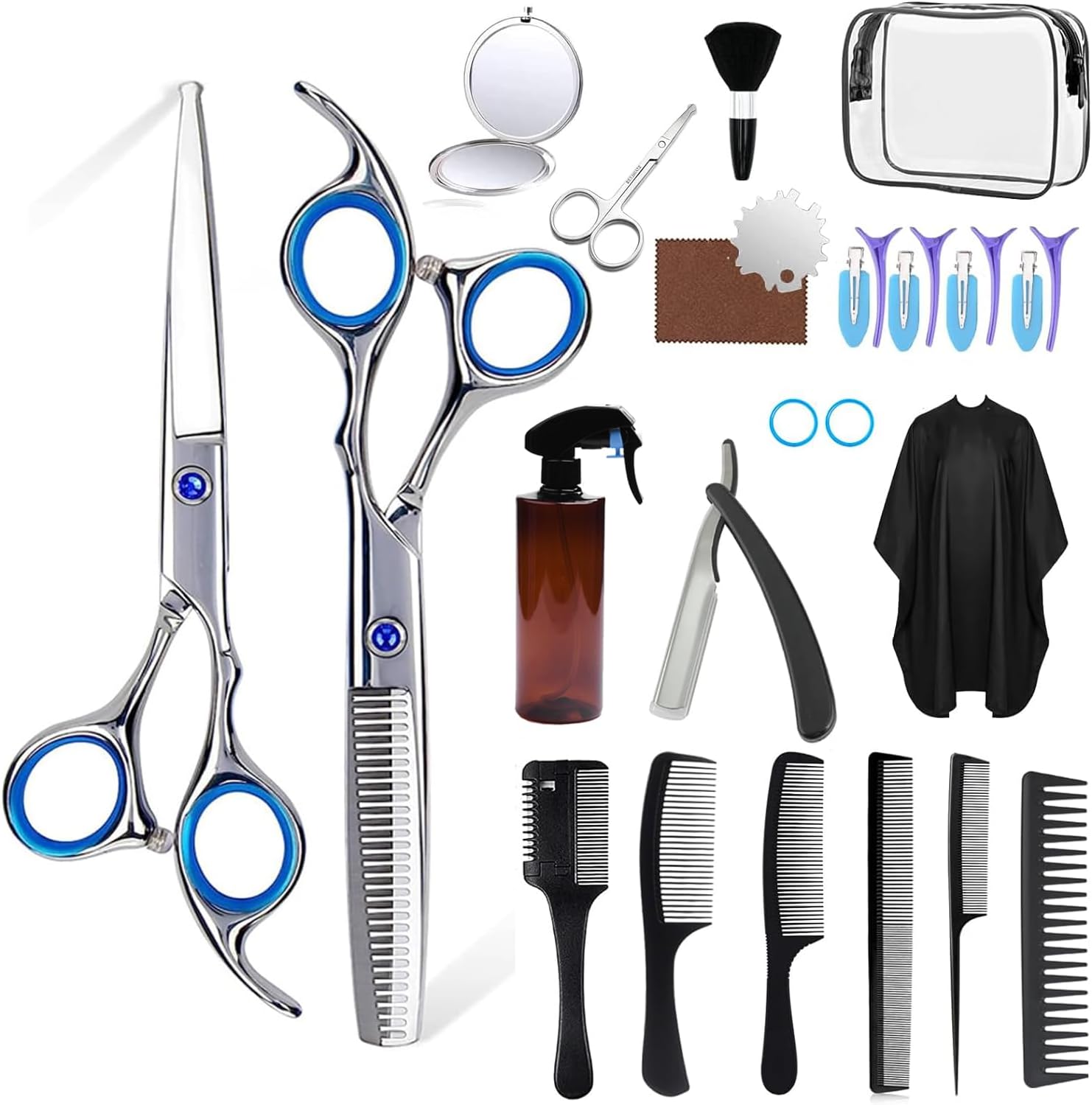 Juego de tijeras de corte de cabello, 27 piezas de tijeras profesio...