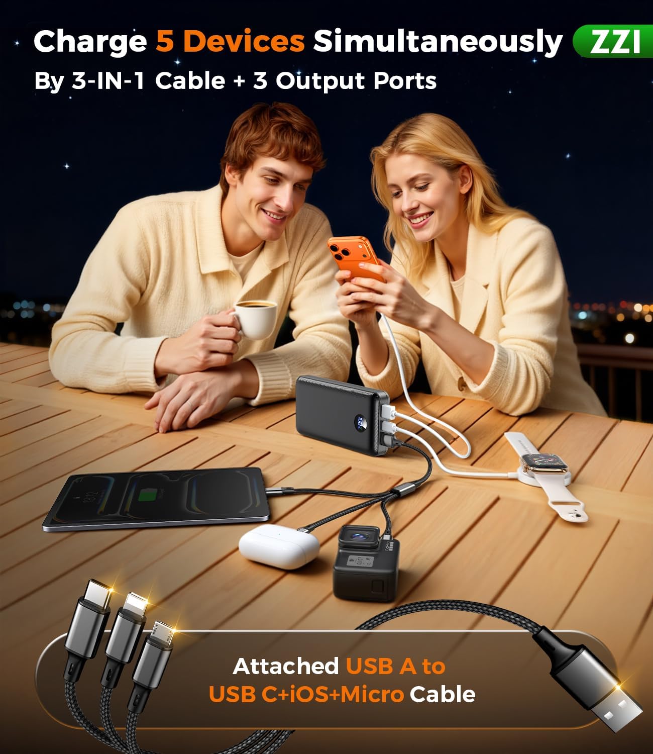 Cargador portátil Power Bank, batería de 60000 mAh con cable USB-C\...
