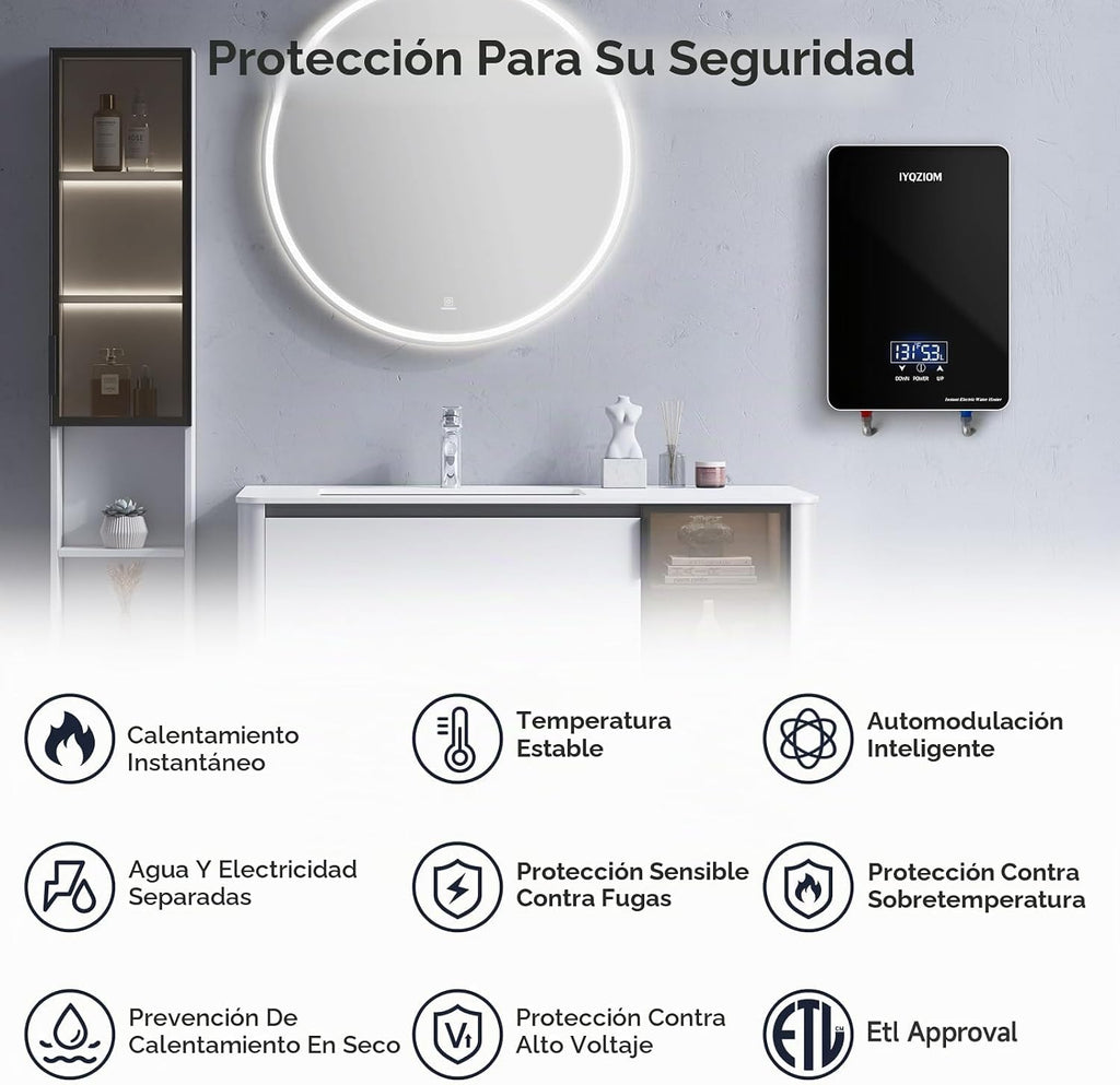 Calentador de agua eléctrico instantáneo de 240 V 6.5 kW. Calentado...