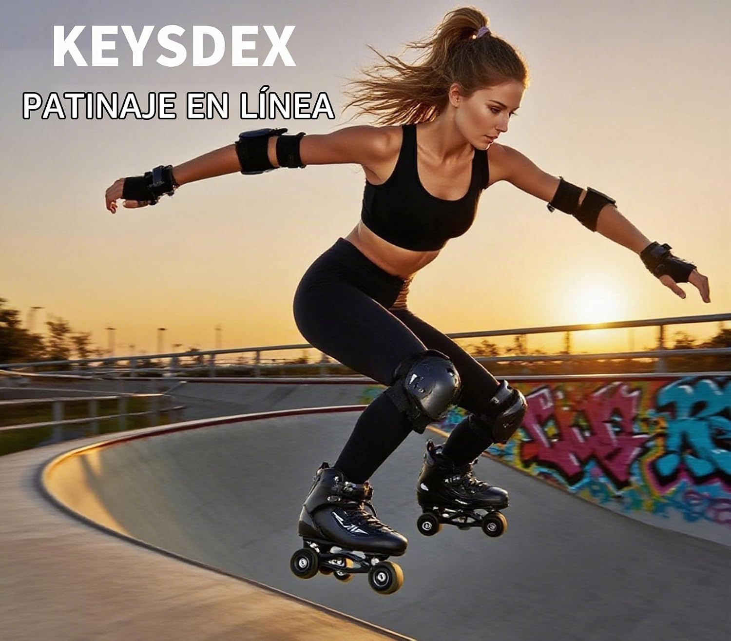 KEYSDEX Rodilleras, coderas, muñequeras 6 en 1, equipo de protecció...