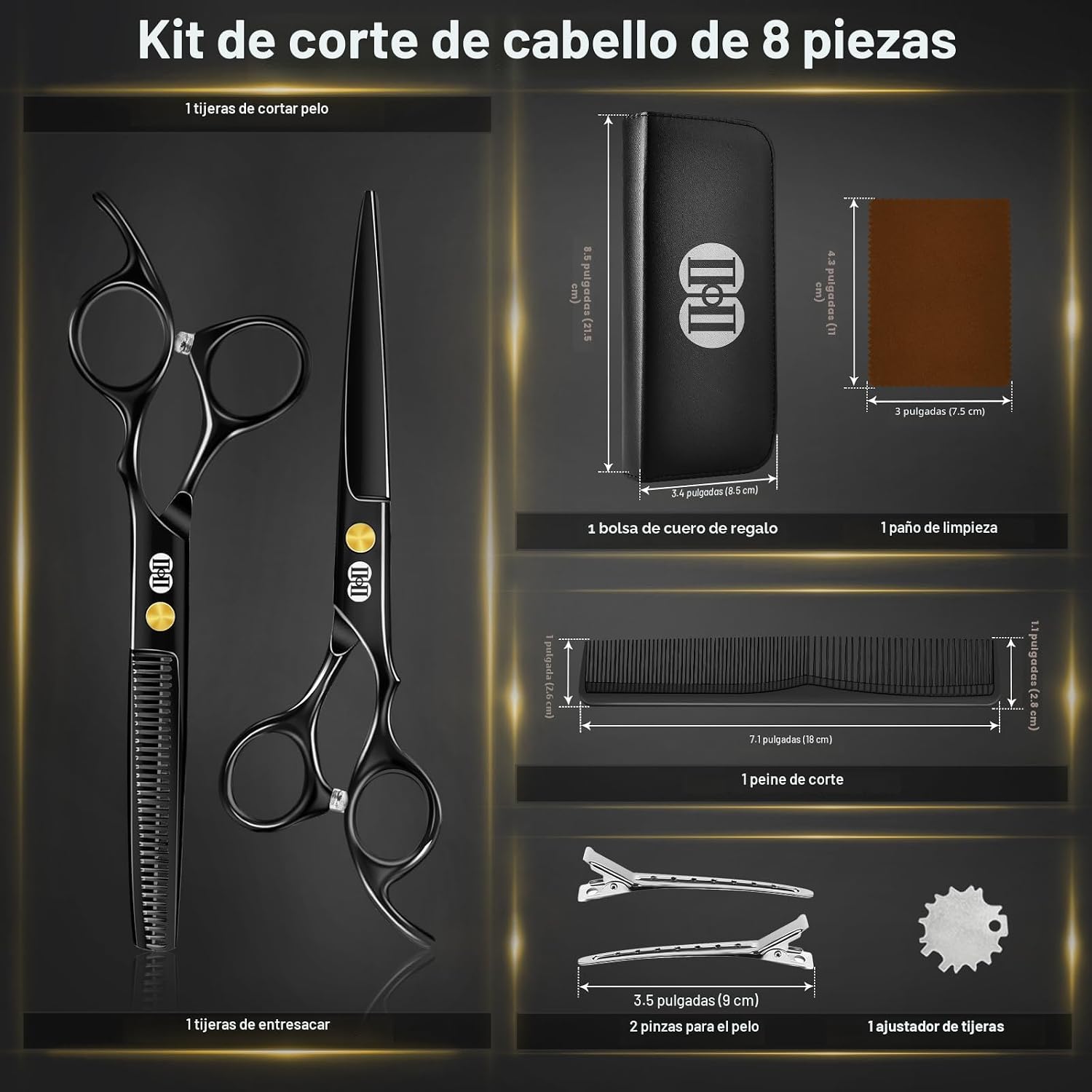 CIICII Kit de Tijeras de Corte de Pelo, Set Profesional de Tijeras...