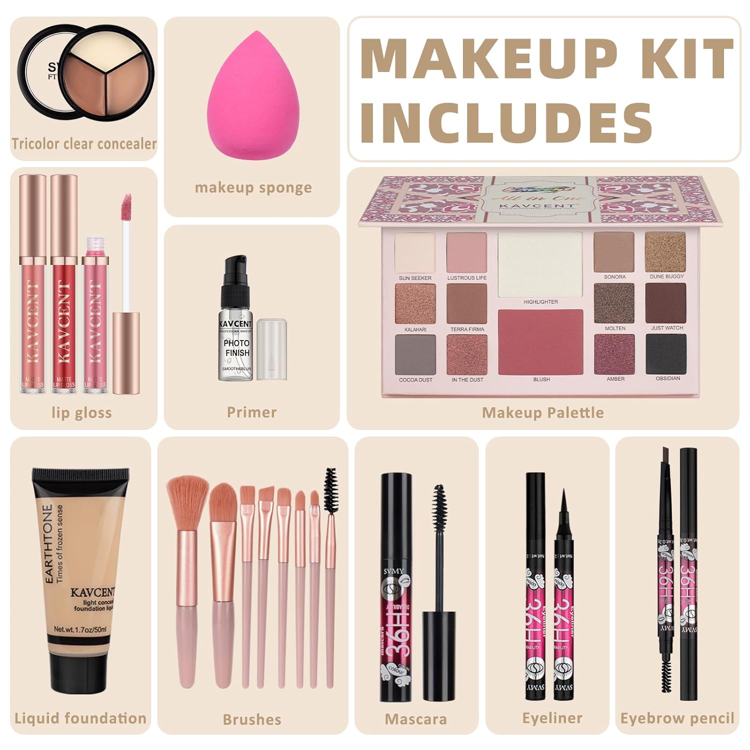 Juego de maquillaje para adolescentes, kit completo de maquillaje p...