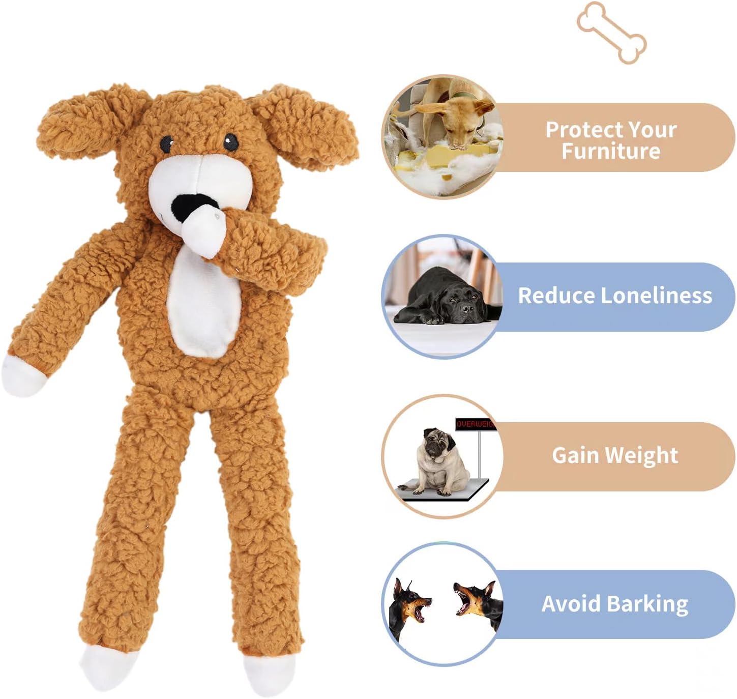 DODODOLA Juguetes para perros de peluche con relleno parcial para c...