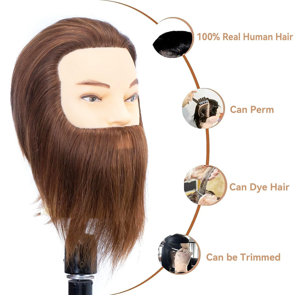Cabeza de maniquí masculino con cabello humano de 12 pulgadas, cabe...