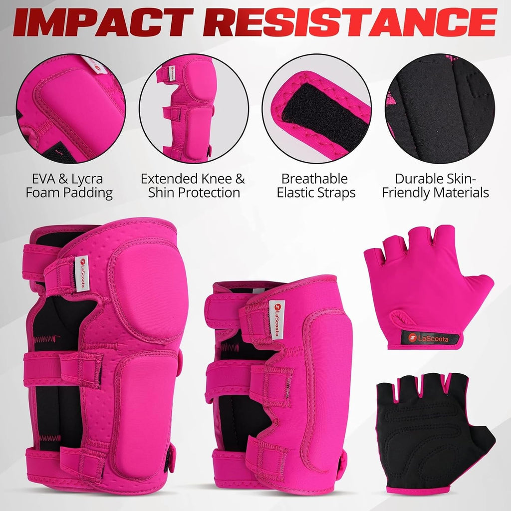 LaScoota Juego de rodilleras y coderas para niños | Guantes protect...