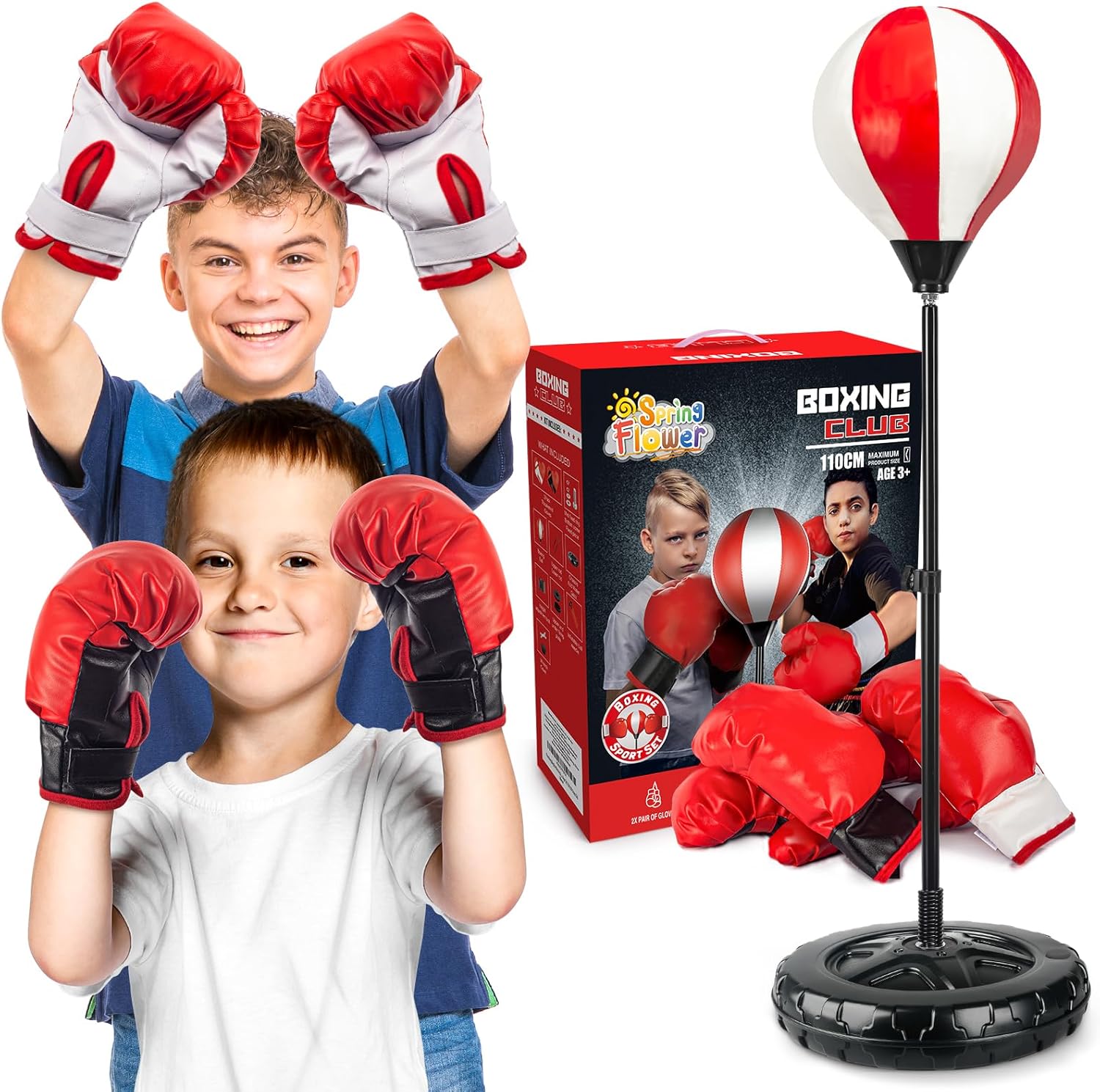 Springflower - Gran saco de boxeo para niños, incluye 2 guantes de...