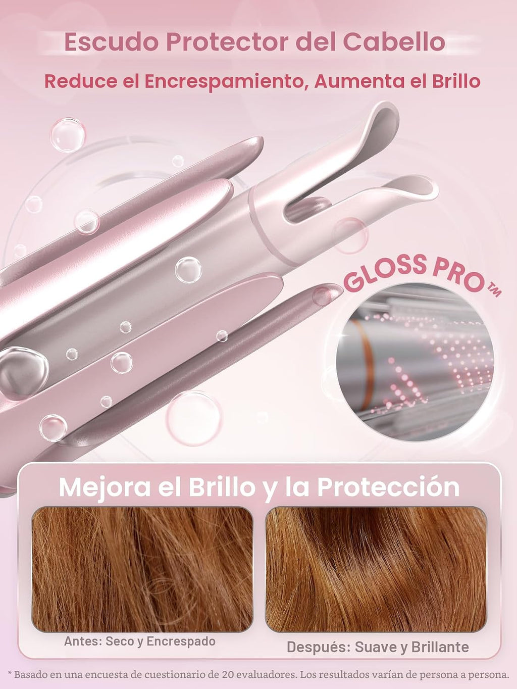 SHEGLAM Rizador rosa regalo automático para mujer (rosa, 1 pulgada)