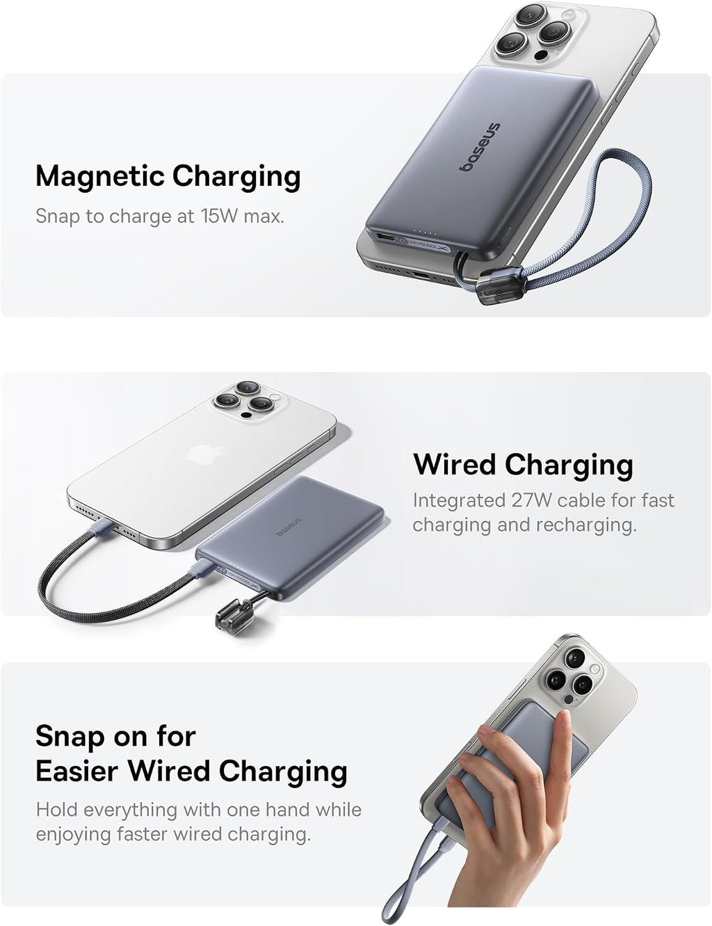 Baseus Picogo Qi2 - Cargador portátil Magsafe de 15 W, cargador por...