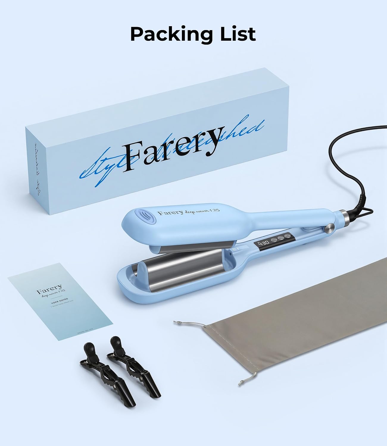 Farery Hair Waver rizador de onda profunda para mujer - 1,25 pulgad...