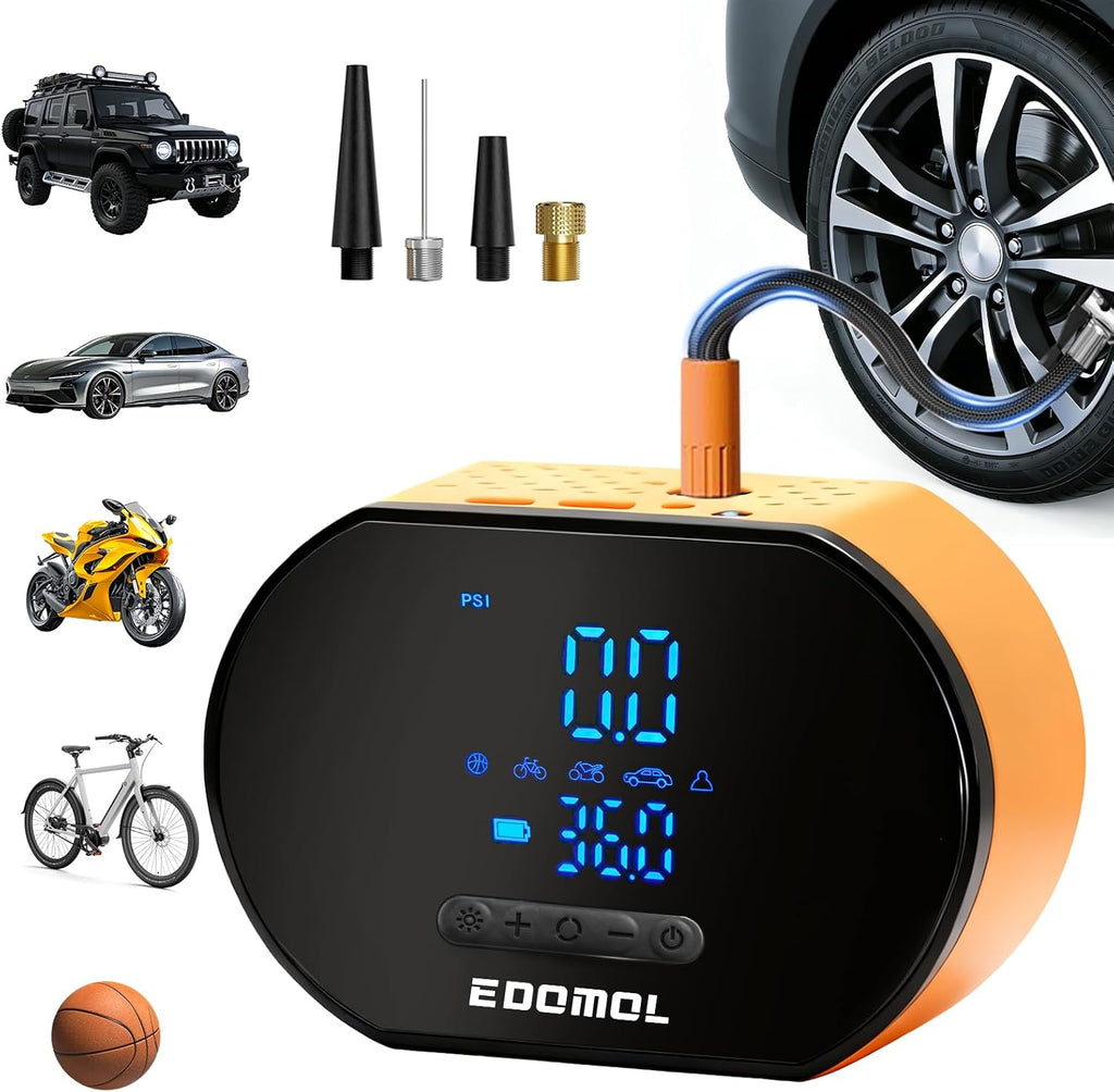 EDOMOL Compresor de aire portátil para inflado de neumáticos, bomba...