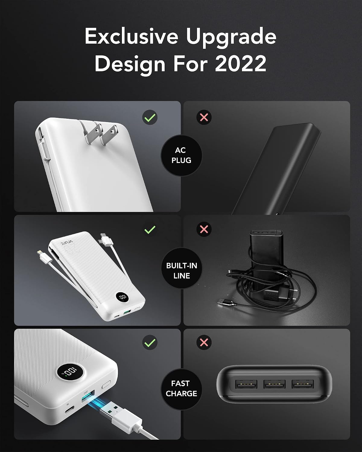 VRURC Banco de Energía 20000mAh, Cargador Portátil de Carga Rápida...