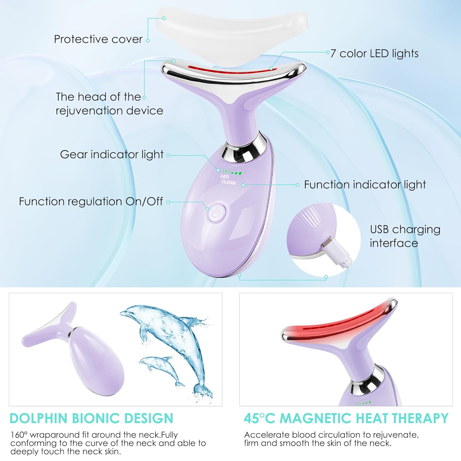 Masajeador Facial de Terapia de Luz Roja para Cara y Cuello, Vara d...