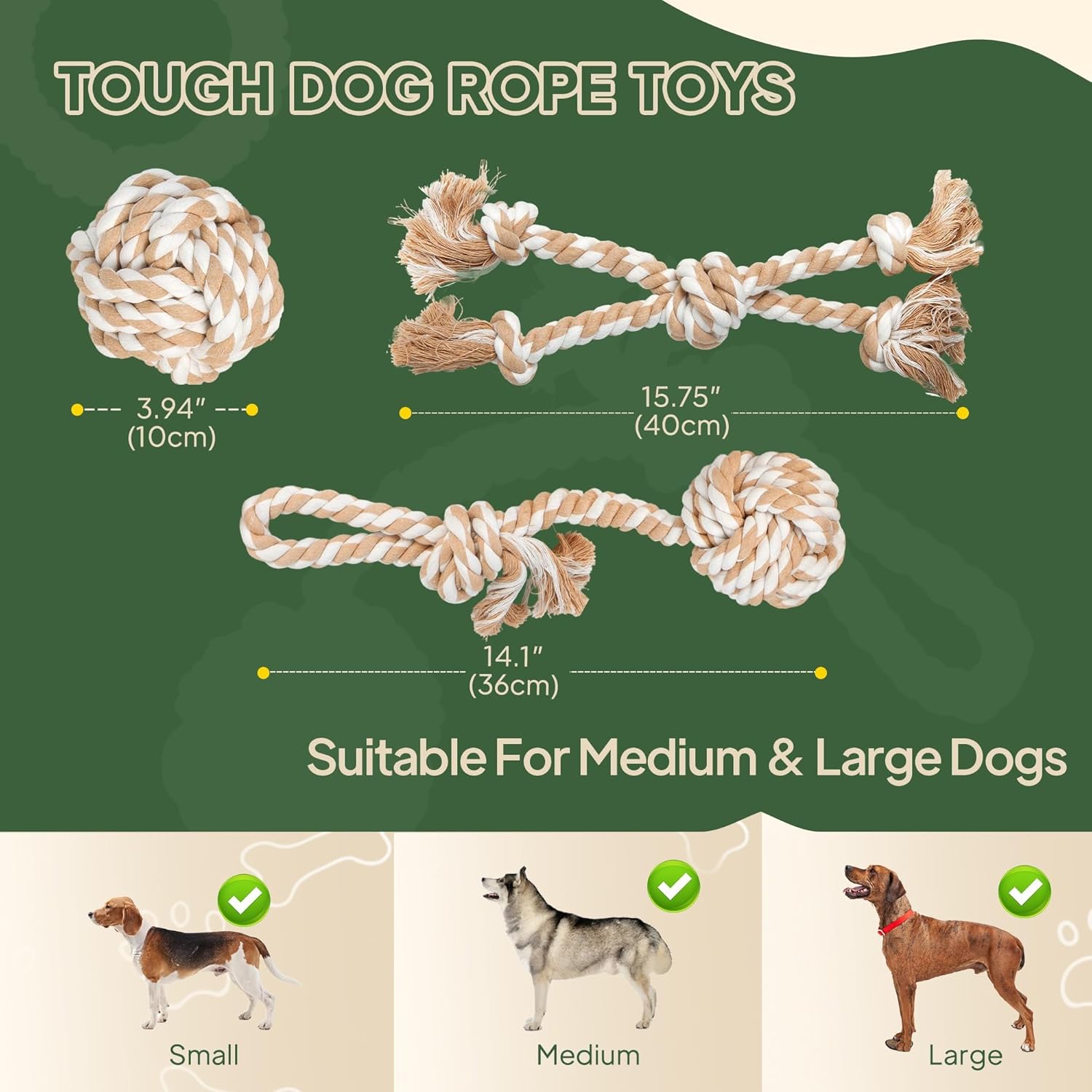 Juguetes de cuerda para perros TwoEar para perros grandes - 3 paque...