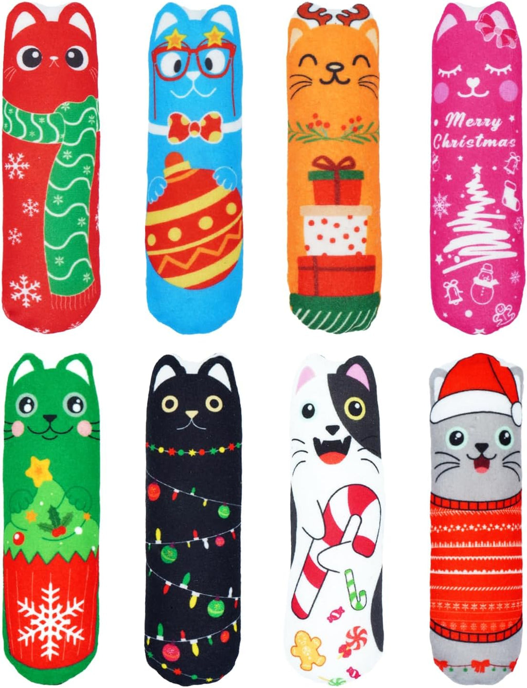 PET SHOW Paquete de 8 juguetes de Navidad para gatos con hierba gat...