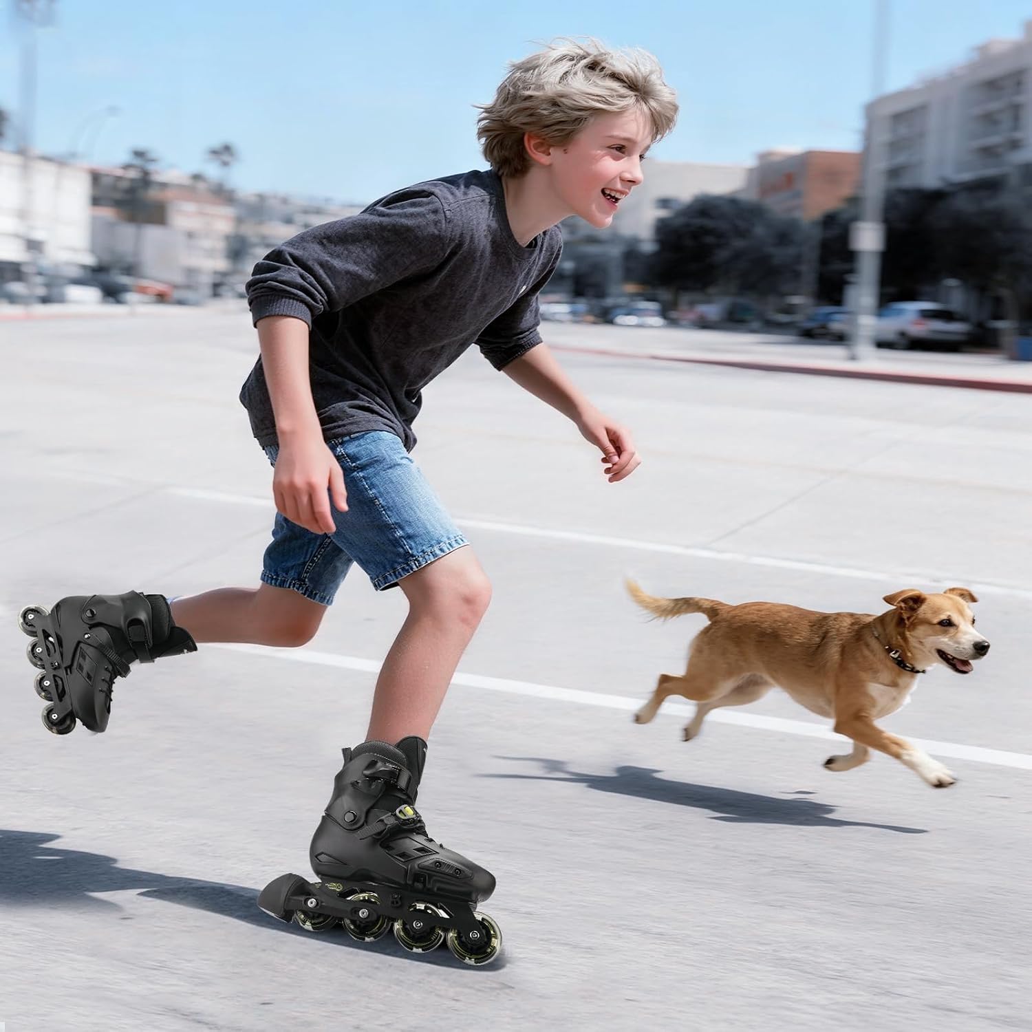 Patines en línea para niños, patines ajustables intermitentes, pati...