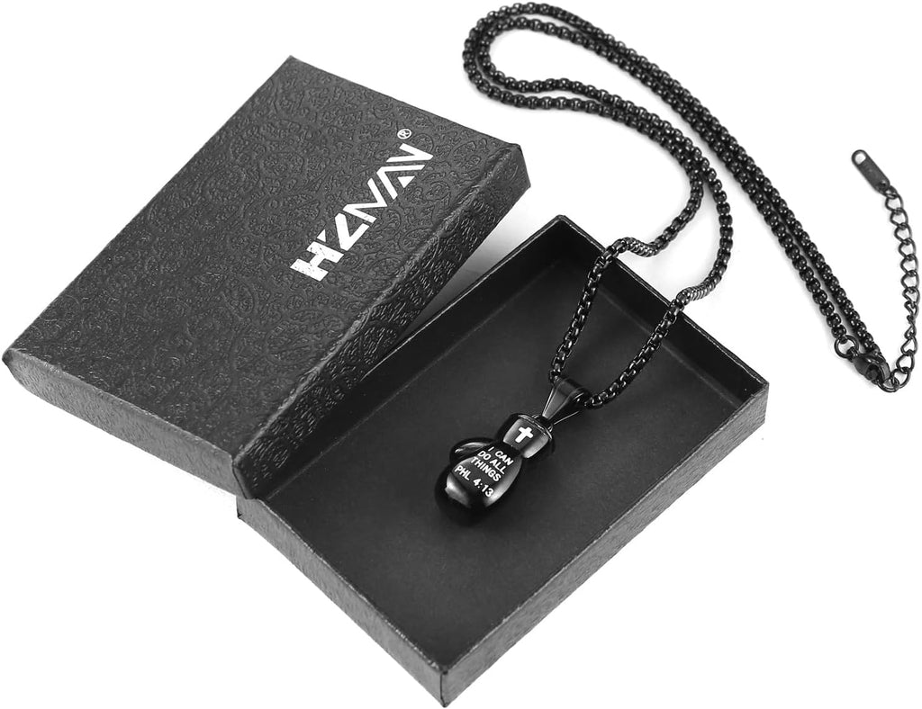 HZMAN Collar con colgante de guante de boxeo de acero inoxidable pa...