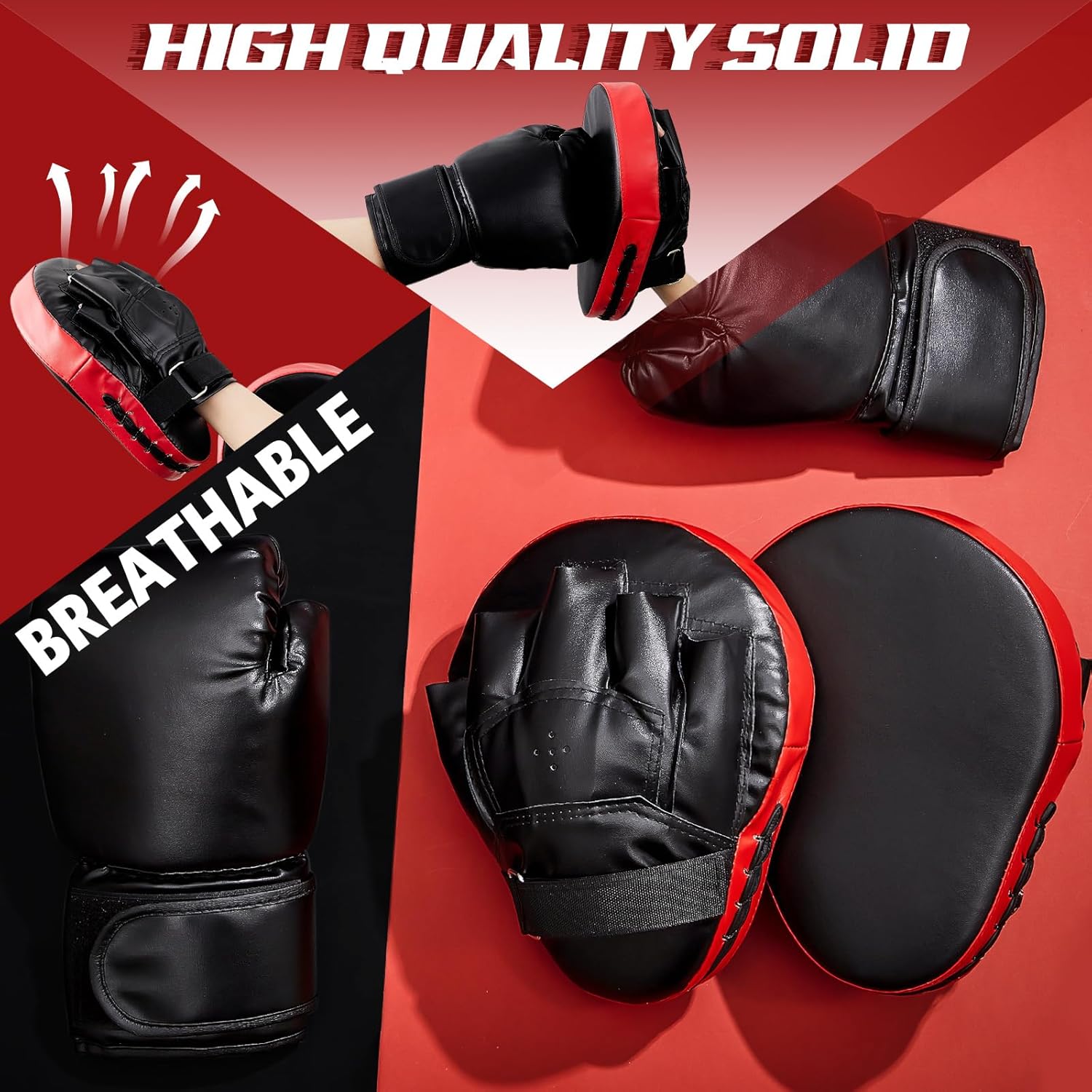 Foilswirl Juego de 2 pares de guantes de boxeo 4 en 1 de 8 onzas y...